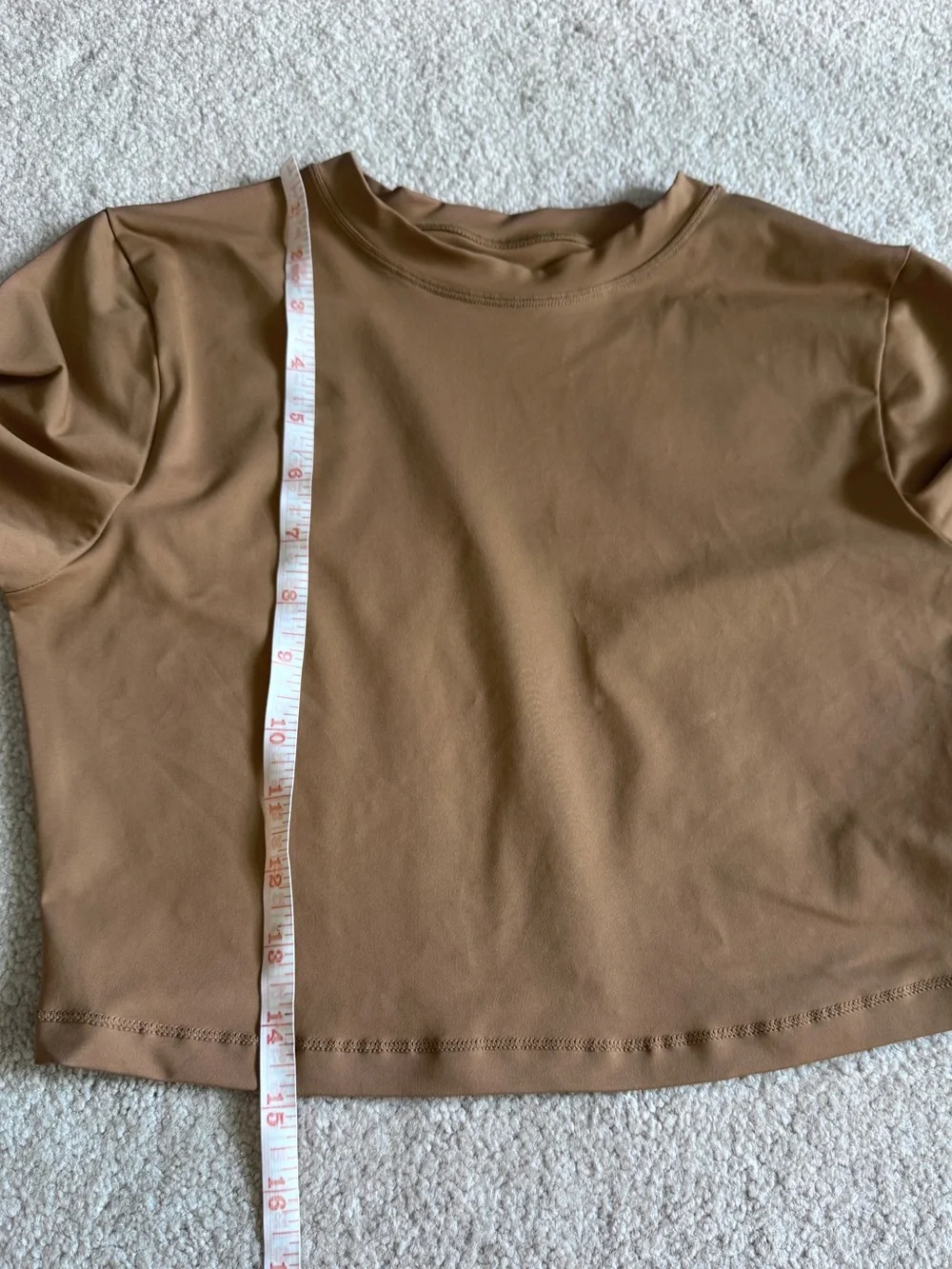Skims Cropped Swim Tee in Camel Brown